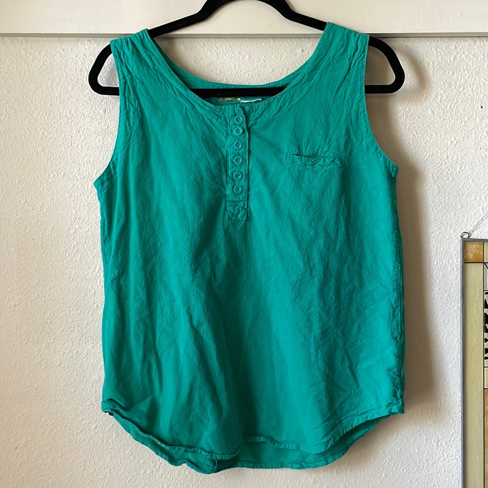 Vintage teal button tank top blouse